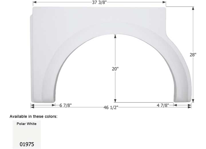 Icon Technologies Limited RV FENDER SKIRT, SINGLE, DAMON, FS1975, UNPAINTED, RH