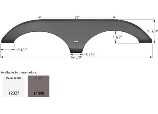 Icon Technologies Limited RV Icon Replacement Tandem Axle Fender Skirt for Forest River Sierra RVs - Grey