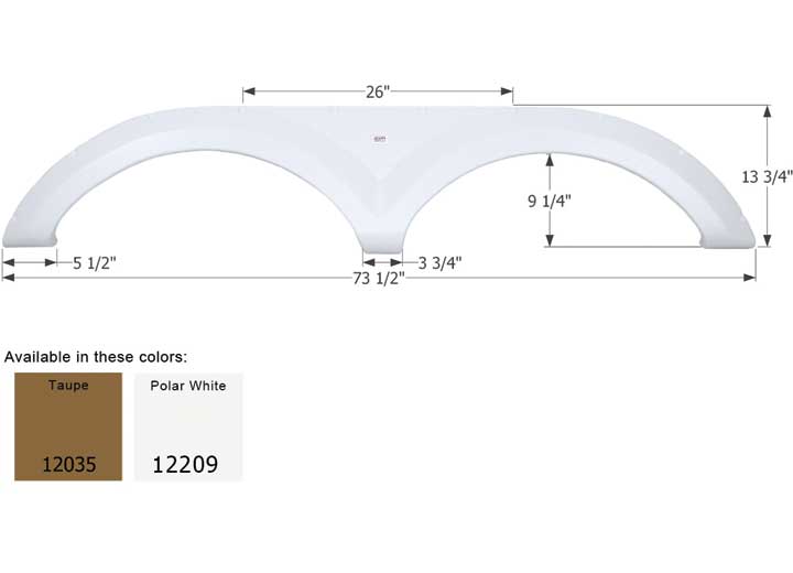 Icon Technologies Limited RV Icon Replacement Tandem Axle Fender Skirt for Keystone RVs - 73-1/2" x 13-3/4", Taupe