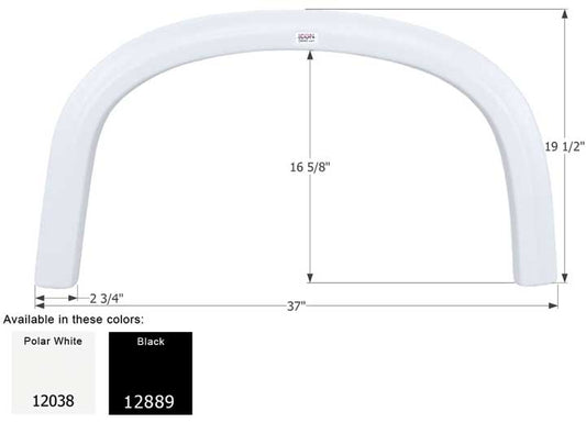 Icon Technologies Limited RV Icon Replacement Single Axle Fender Skirt for Four Winds RVs - 36-7/8" x 19-1/4", Polar White