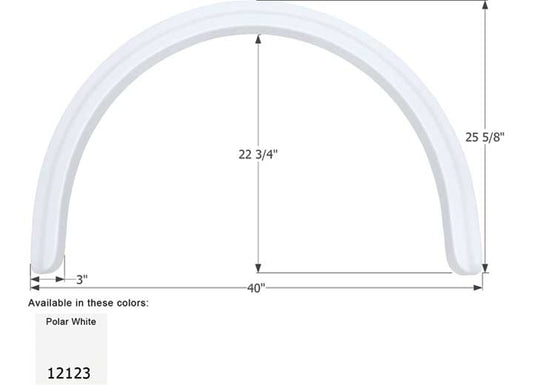 Icon Technologies Limited RV Icon Replacement Single Axle Fender Skirt for Four Winds RVs - 40" x 25-5/8", Polar White