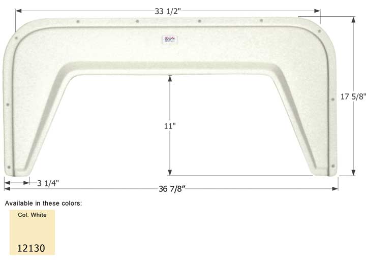 Icon Technologies Limited RV FENDER SKIRT, SINGLE, VANGUARD, FS2130, COLONIAL WHITE