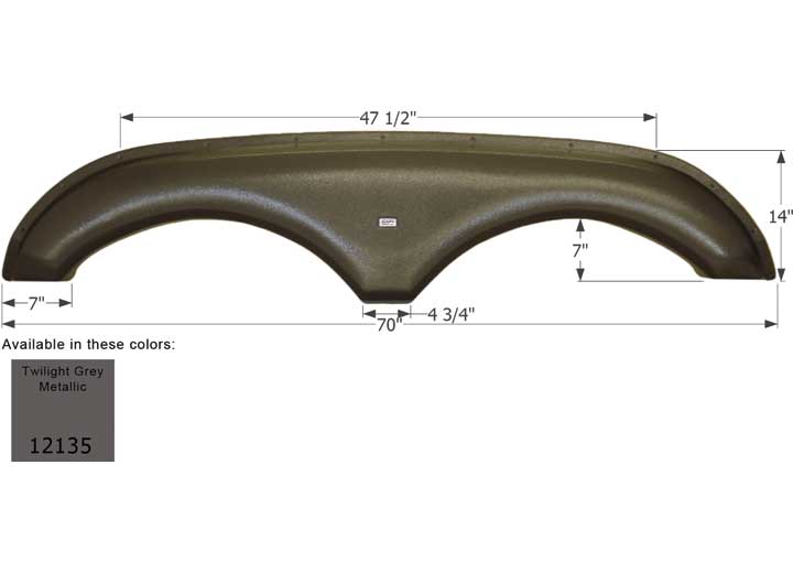 Icon Technologies Limited RV FENDER SKIRT, TANDEM, OPEN RANGE RV, FS2135, TWILIGHT GREY M