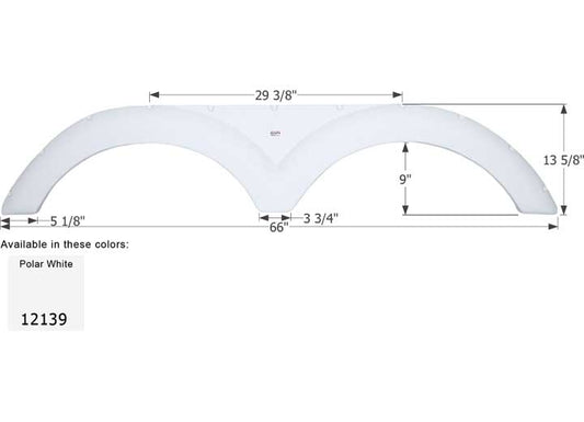 Icon Technologies Limited RV FENDER SKIRT, TANDEM, CRUISER, FS2139, POLAR WHITE