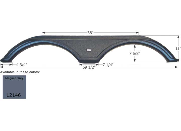 Icon Technologies Limited RV FENDER SKIRT, TANDEM, ALPENLITE, FS2146, MAGNET GREY