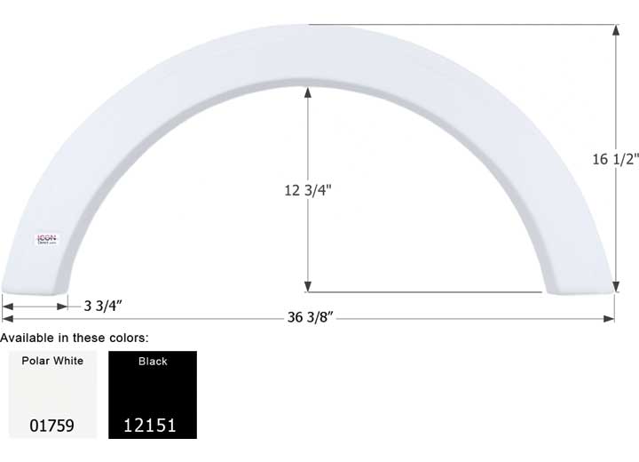 Icon Technologies Limited RV FENDER SKIRT, SINGLE, ICON, FS1759, BLACK