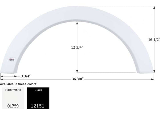 Icon Technologies Limited RV FENDER SKIRT, SINGLE, ICON, FS1759, BLACK