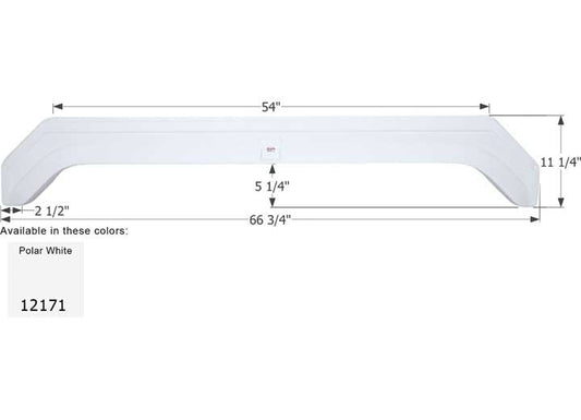 Icon Technologies Limited RV Icon Replacement Tandem Axle Fender Skirt for Thor RVs - 66-3/4" x 11-1/4", Polar White
