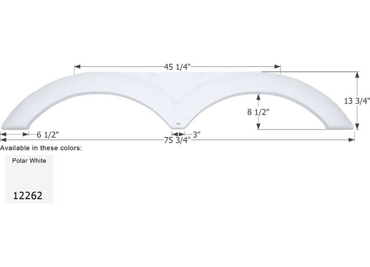 Icon Technologies Limited RV Icon Replacement Tandem Axle Fender Skirt for Dutchmen RVs - 75-3/4" x 13-3/4", Polar White