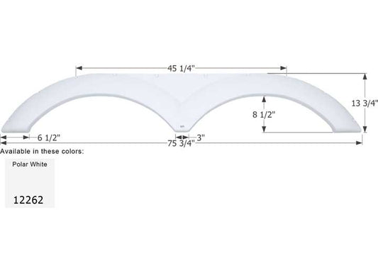 Icon Technologies Limited RV Icon Replacement Tandem Axle Fender Skirt for Dutchmen RVs - 75-3/4" x 13-3/4", Polar White