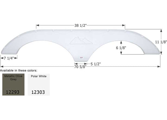 Icon Technologies Limited RV Icon Replacement Tandem Axle Fender Skirt for Keystone RVs - Metallic Olive Grey