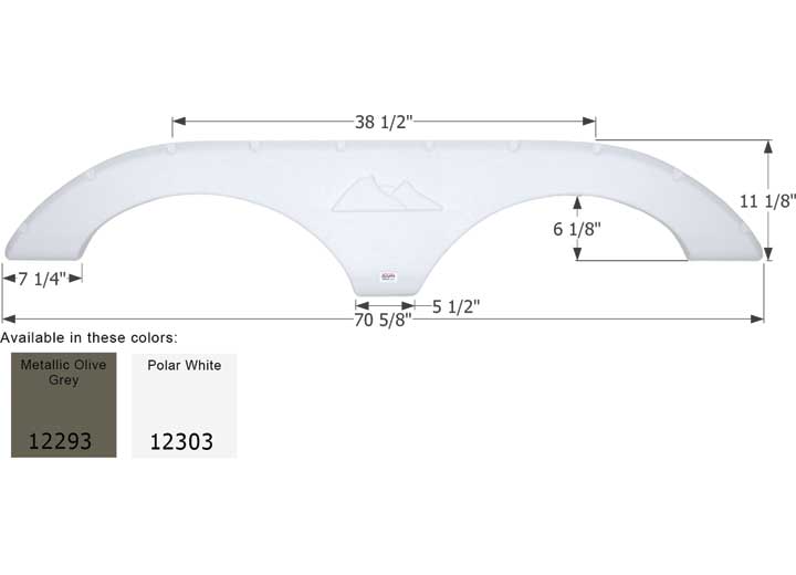 Icon Technologies Limited RV Icon Replacement Tandem Axle Fender Skirt for Keystone RVs - 70-5/8" x 11-1/8", Polar White