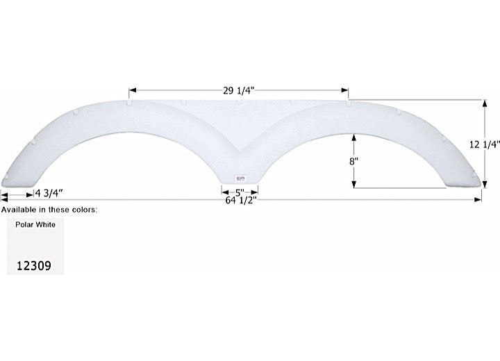 Icon Technologies Limited RV Icon Replacement Tandem Axle Fender Skirt for Cruiser RVs - 64-1/2" x 12-1/4", Polar White
