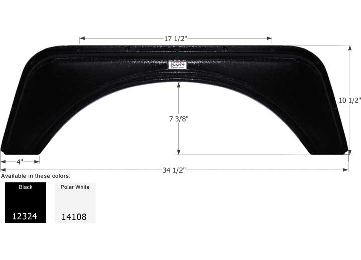 Icon Technologies Limited RV FENDER SKIRT, SINGLE, SKYLINE, FS2324, BLACK