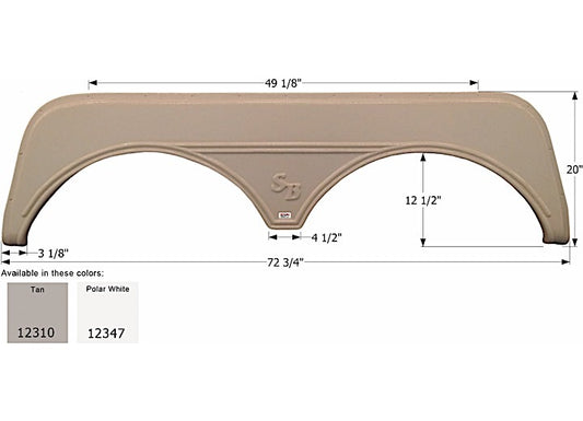 Icon Technologies Limited RV Icon Replacement Tandem Axle Fender Skirt for Sunnybrook & Winnebago RVs - Polar White