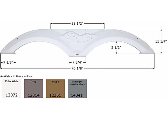 Icon Technologies Limited RV Icon Replacement Tandem Axle Fender Skirt for Forest River RVs - 70-1/8" x 11-1/4", Taupe
