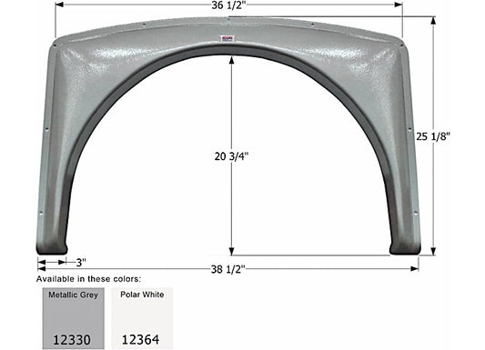 Icon Technologies Limited RV FENDER SKIRT, SINGLE, GULF STREAM, FS2330, POLAR WHITE