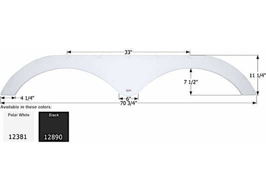 Icon Technologies Limited RV FENDER SKIRT, TANDEM, HEARTLAND, FS2381, POLAR WHITE