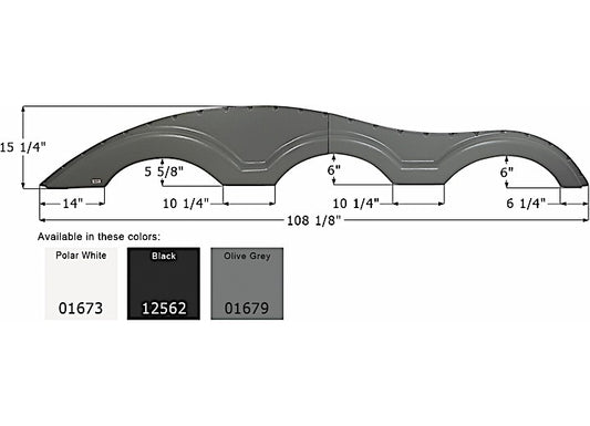 Icon Technologies Limited RV FENDER SKIRT, TRIPLE, KEYSTONE, FS1000, BLACK, RH