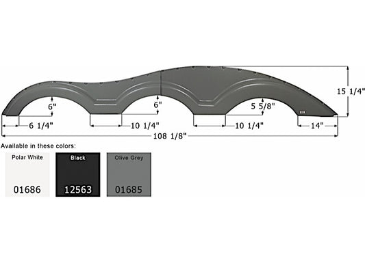 Icon Technologies Limited RV FENDER SKIRT, TRIPLE, KEYSTONE, FS1000, BLACK, LH