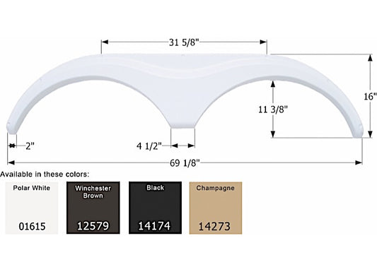 Icon Technologies Limited RV Icon Replacement Tandem Axle Fender Skirt for Heartland RVs - 69-1/8" x 16", Winchester Brown