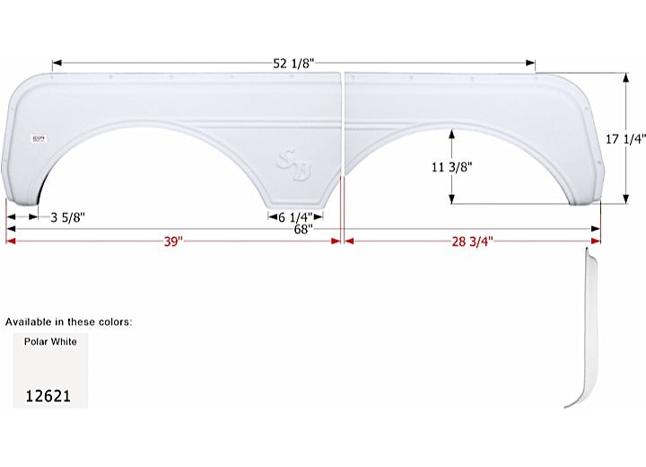 Icon Technologies Limited RV FENDER SKIRT, TANDEM, SUNNYBROOK, FS2621, POLAR WHITE