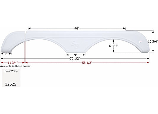 Icon Technologies Limited RV FENDER SKIRT, TANDEM, SUNNYBROOK, FS2625, POLAR WHITE