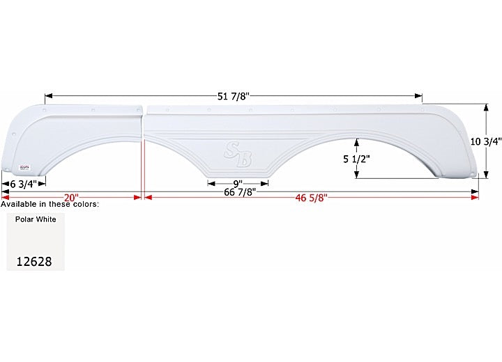 Icon Technologies Limited RV FENDER SKIRT, TANDEM, SUNNYBROOK, FS2628, POLAR WHITE
