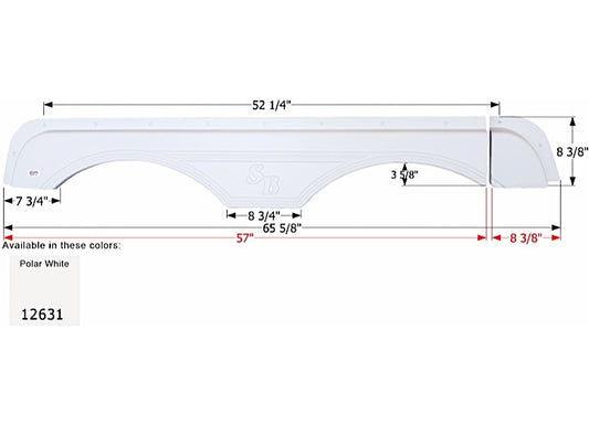 Icon Technologies Limited RV FENDER SKIRT, TANDEM, SUNNYBROOK, FS2631, POLAR WHITE