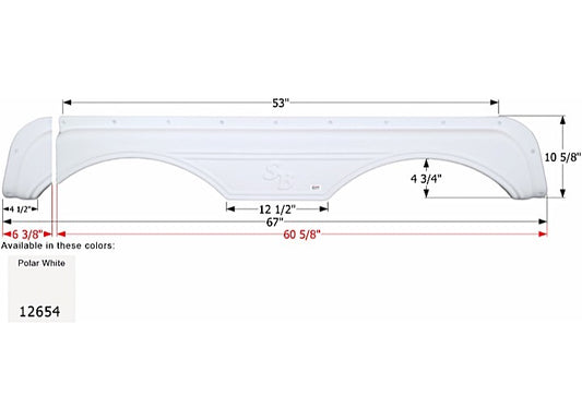 Icon Technologies Limited RV FENDER SKIRT, TANDEM, SUNNYBROOK, FS2654, POLAR WHITE
