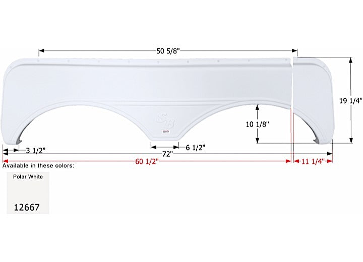 Icon Technologies Limited RV FENDER SKIRT, TANDEM, SUNNYBROOK, FS2667, POLAR WHITE