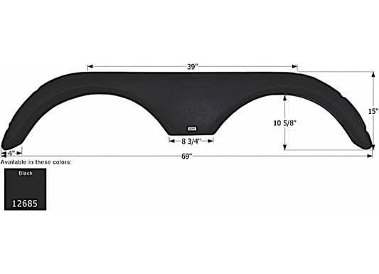 Icon Technologies Limited RV FENDER SKIRT, TANDEM, GULF STREAM, FS2685, BLACK