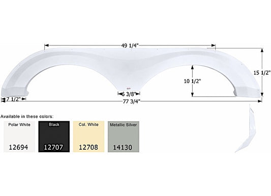 Icon Technologies Limited RV FENDER SKIRT, TANDEM, EVERGREEN, FS2694, POLAR WHITE
