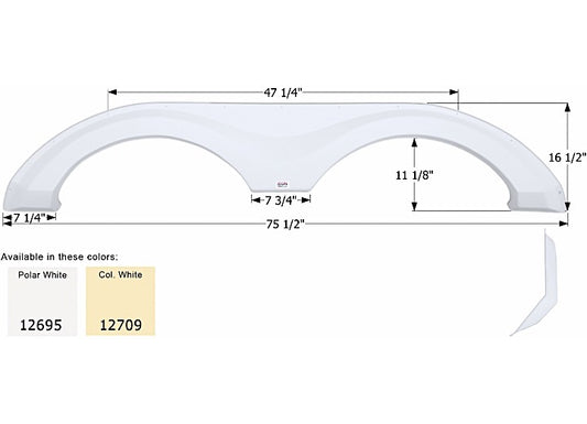 Icon Technologies Limited RV FENDER SKIRT, TANDEM, EVERGREEN, FS2695, POLAR WHITE