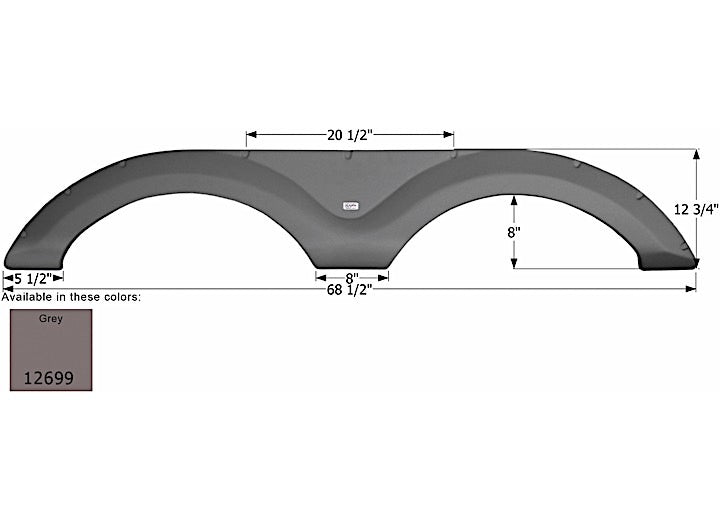 Icon Technologies Limited RV FENDER SKIRT, TANDEM, CRUISER, FS2699, GREY