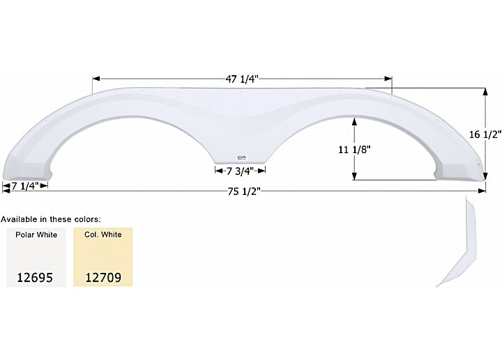 Icon Technologies Limited RV FENDER SKIRT, TANDEM, EVERGREEN, FS2695, COLONIAL WHITE