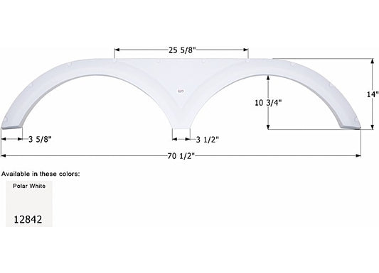 Icon Technologies Limited RV FENDER SKIRT, TANDEM, KEYSTONE, FS2842, POLAR WHITE