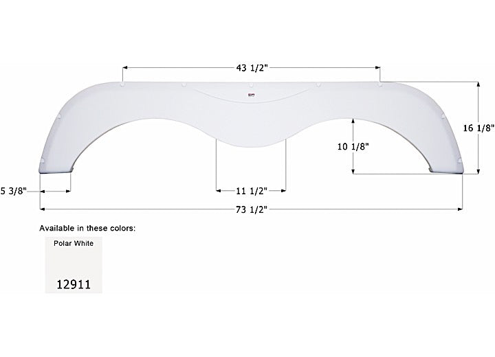 Icon Technologies Limited RV FENDER SKIRT, TANDEM, SKYLINE, FS2911, POLAR WHITE