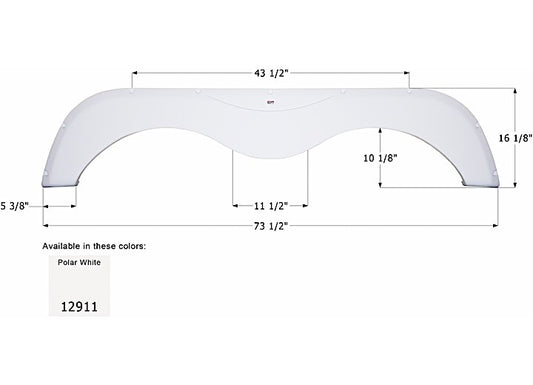 Icon Technologies Limited RV FENDER SKIRT, TANDEM, SKYLINE, FS2911, POLAR WHITE