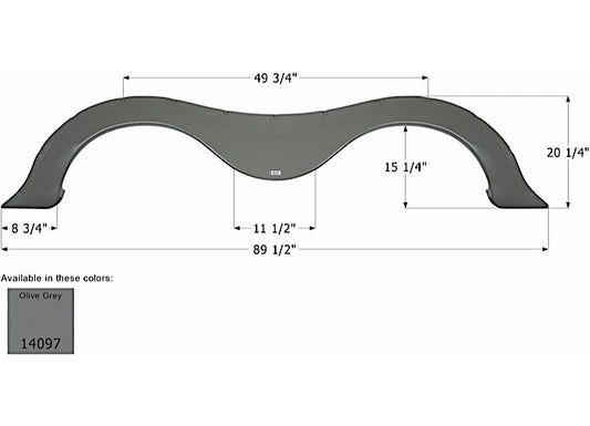 Icon Technologies Limited RV FENDER SKIRT, TANDEM, KEYSTONE, FS4097, OLIVE GREY