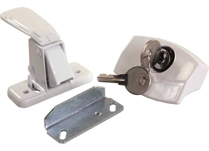 JR Products CAMPER DOOR LATCH, LOCKING, WHITE