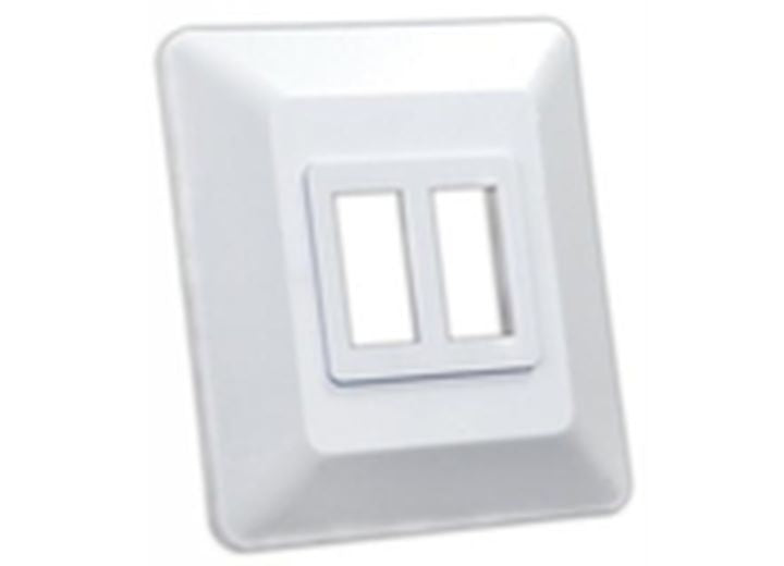 JR Products DOUBLE SWITCH BASE & BEZEL, WHITE