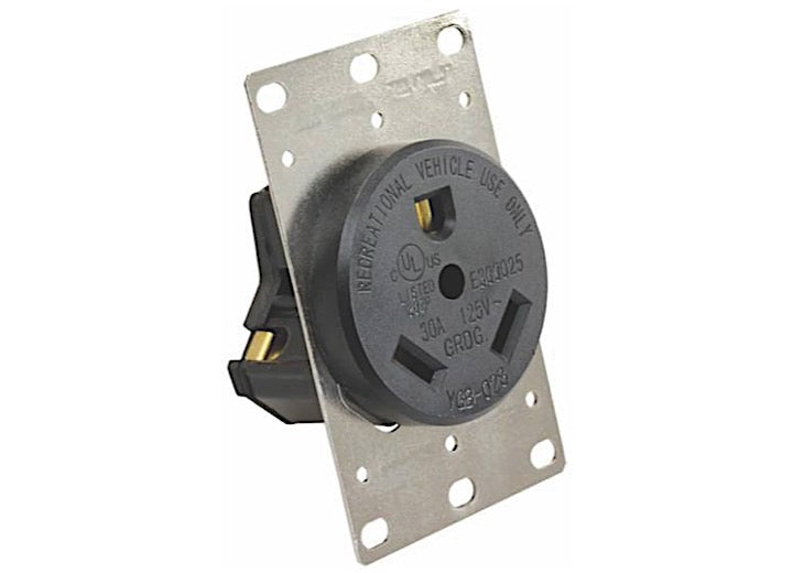 JR Products 30 AMP RECEPTACLE W/MOUNTING PLATE