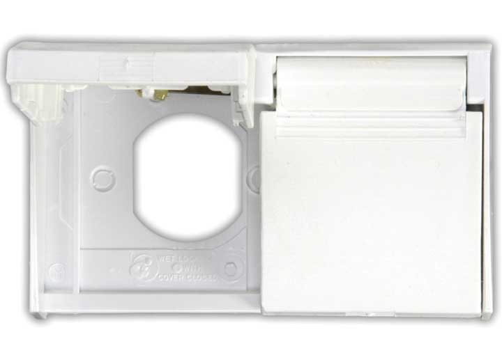 JR Products DUPLEX WEATHERPROOF OUTLET COVER, POLAR WHITE