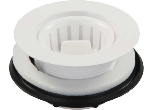 JR Products PLASTIC STRAINER W/THREADED BASKET, WHITE