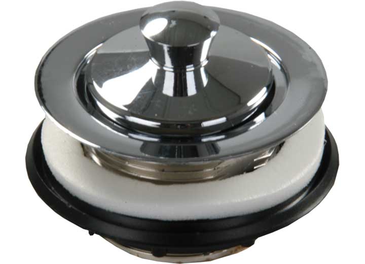 JR Products PLASTIC STRAINER W/POP-STOP STOPPER, CHROME