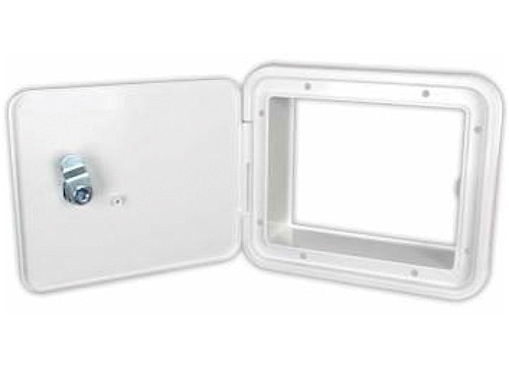 JR Products MULTI-PURPOSE HATCH W/O BACK, KEY LOCK, POLAR WHITE