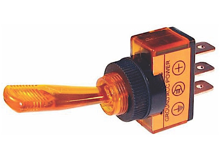 J T & T Products AMBER ILLUMINATED TOGGLE 20A 12V S.P.S.T. 1 PC