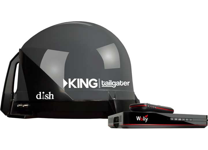 King PORTABLE SATELLITE TV ANTENNA BUNDLE W/DISH WALLY RECEIVER