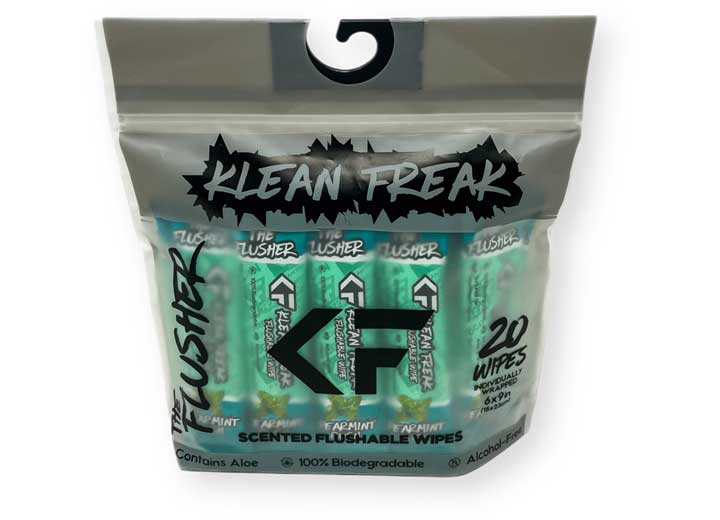 Klean Freak THE FLUSHER - 20 PACK - SPEARMINT RUSH FLUSHABLE WIPES